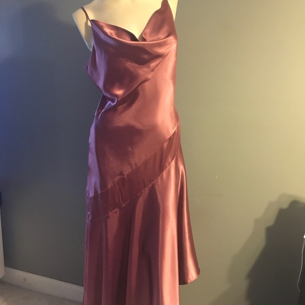 Scarlett Asymmetrical Satin Dress in Mauve